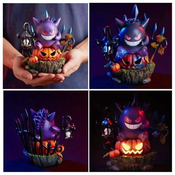 Halloween Pumpkin Gengar King Staty Resin Hantverk Dekorativ Lampdekoration