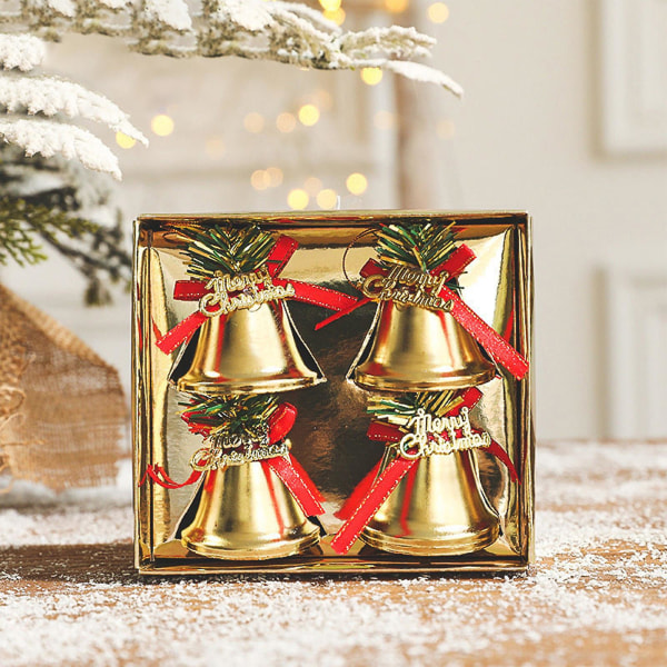 Julklockor, julgalvaniserad dekor, rustik jul, juldekorationer Julgransprydnader Presenter Julstrumpor4stGuld Gold 4pcs