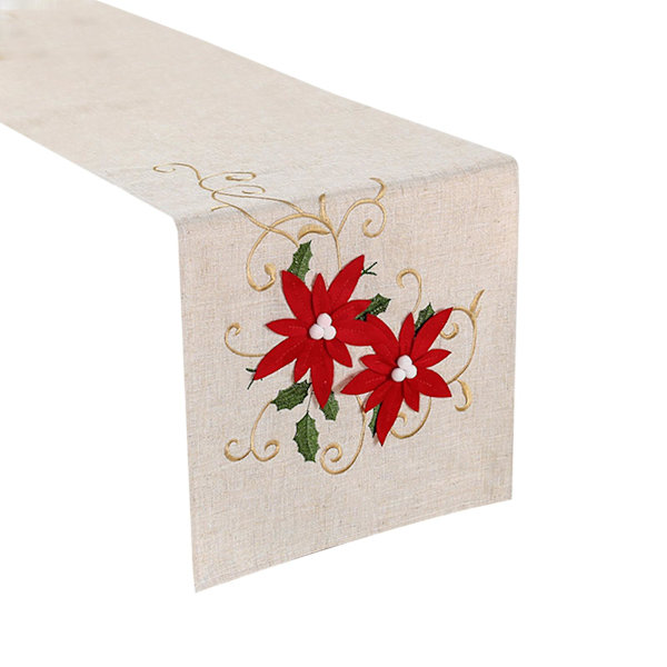 Rustik Bordduk Rektangel Broderad Blommig Borddekoration För Familjemiddag 38*176CM
