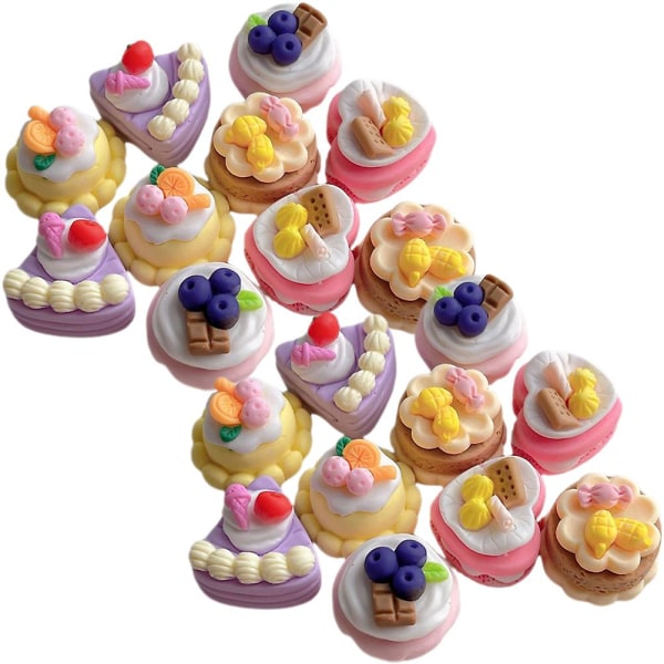 25 stk Harpiks Dessert Charms DIY Håndverk Kake Charms For Hårklipp Telefonveske Assortert Farge 2.3X2.2X1.9 Assorted Color 2.3X2.2X1.9CM