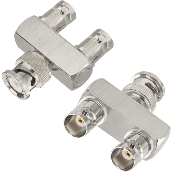 Splitteradapter 2-pak BNC Hane til Dobbel BNC Hunn Tee Type 3-veis Audio RF Koaksial Kontakt