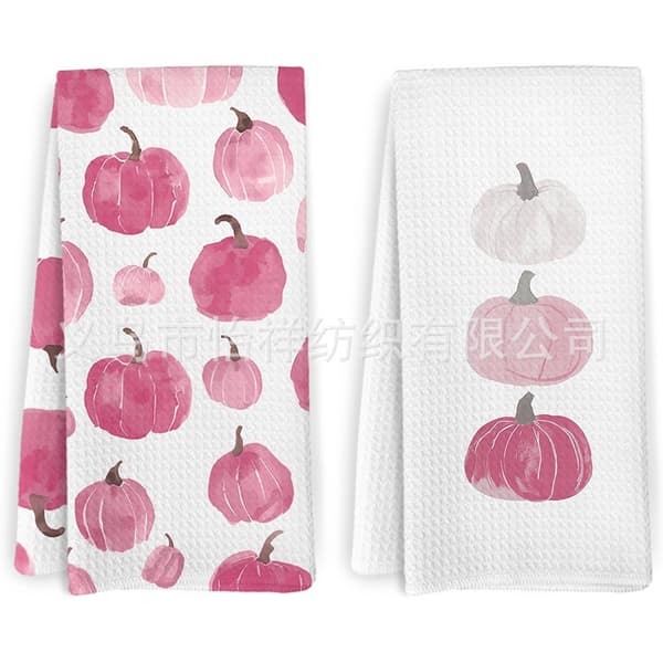 Pumpkin Pattern Dish Towel for Kitchen, Absorbent Decorative Cleaning Cloth with Autumn Design 2 45*66cm 2 45*66cm