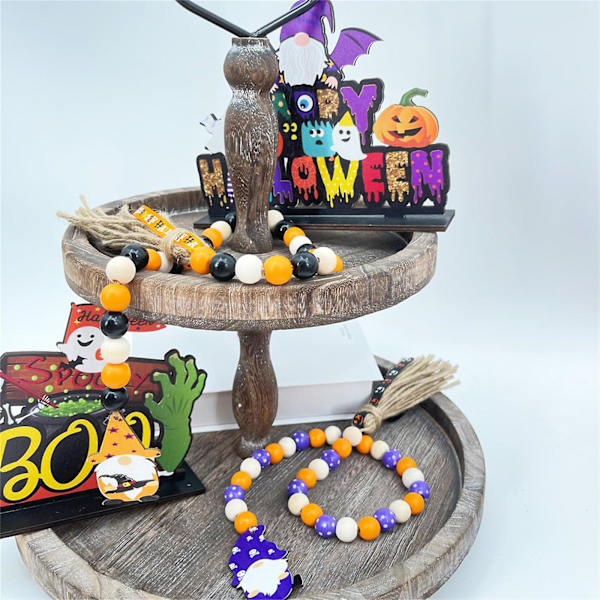 Farverig vægdekoration med frynsekæde til pigers soveværelse HalloweenGrøn og orange