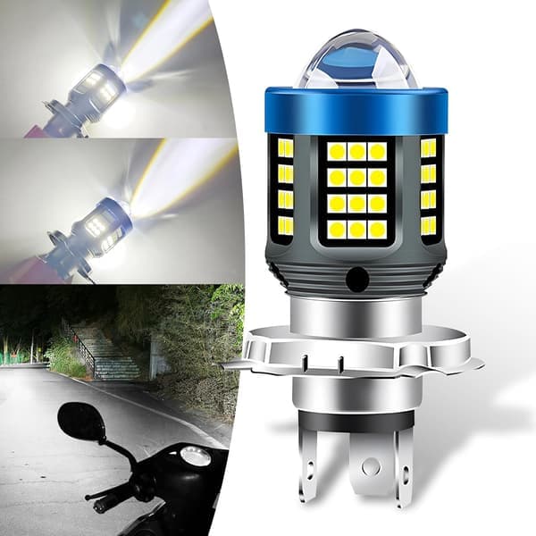 LED Motorcycle Headlight H4 BA20D P15D White/Yellow Ultra High Brightness [Ho]
