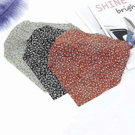 3-pack Blommiga Chiffon Elastiska Hårband med Triangulära Bandanas