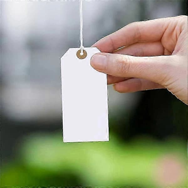 Stor forsterket papiretikett med snor, 200 stk. papirhengelapper med elastisk snor