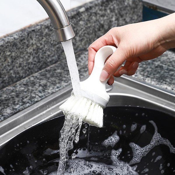 Palm Dish Brush Liten Rund Kruk Tvättskrubb Borste Köks Skurverktyg Hushållsvaror (1st, Vit)
