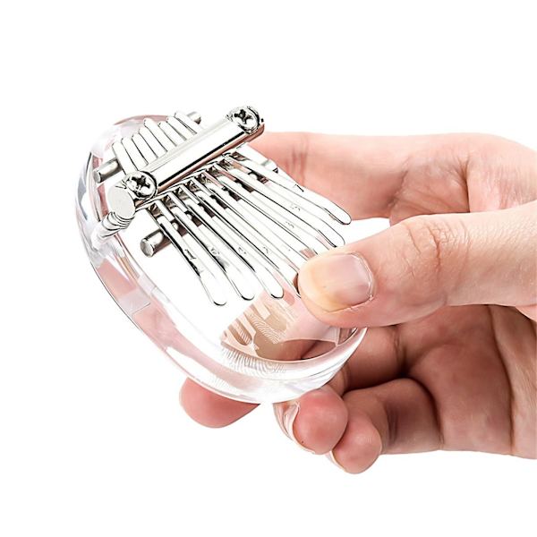 8-tone Mini Tommelklaver Transparent Fem-Finger Klaver Bærbar Begynder Finger Klaver Hvid Elliptisk
