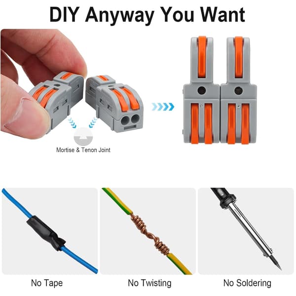 50 st spaktrådanslutningar 1 in 2 ut DIY Mini Split Kompakt Splitter Docking Terminal Block Spaktrådmutter Elektrisk