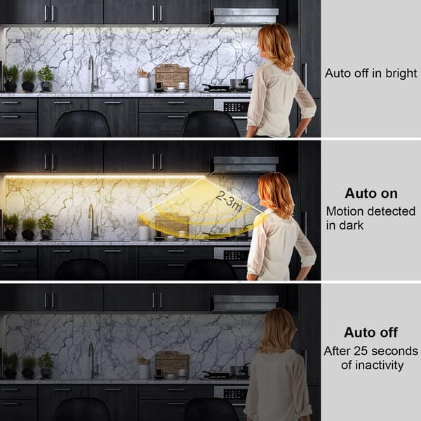 Rechargeable Wardrobe, Alarm Clock Night Light LED Strip Light, Motion