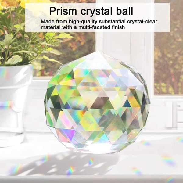 Klart glas krystalkugle prisme solfanger regnbuemaskine, sfære facetteret stirrende bold til vindue, Feng Shui, hjemmekontor havedekoration (100 mm3.94 tommer)