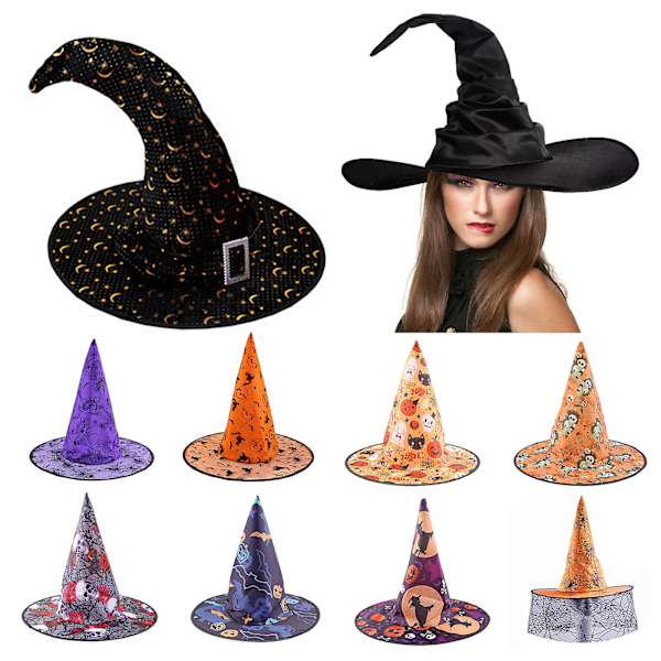 Häxhatt Halloween Påskfest Häxhatt Maskeradfest Trollkarlhatt Rekvisita HattE