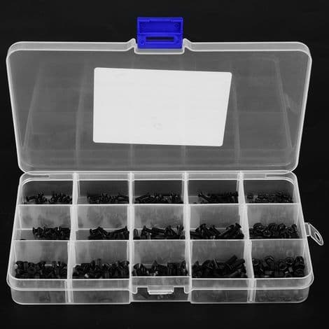 480 Pieces Hex Socket Countersunk Head Screws in Black Carbon Steel, Assorted Bolts and Nuts M2 M2.5 M3