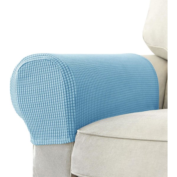 Sæt af 2 Jacquard Stretch Sofa Armstol Armlæn Dæksler Anti-slip Møbelbeskytter Armlæn Overtræk til Sofa Recliner Himmelblå Sky Blue