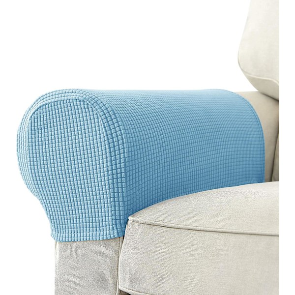 Set med 2 Jacquard Stretch Soffa Armstöd Armstödsskydd Halksäkra Möbelskydd Armstödsskydd för Soffa Recliner Himmelblå Sky Blue