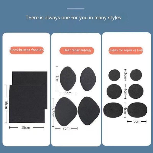 6 stycken självhäftande mörkgrå lappar för att reparera sportskor med hål på hälen Dark Grey/6 vulnerability patches