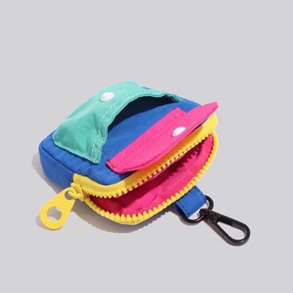 Mini Backpack Coin Purse, Canvas Zipper Keychain, Coin Purses and Pouches, Pink Blue (Ho)