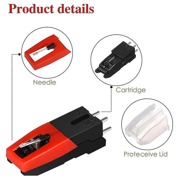Record Player Needle, 1 Pc Record Player Cartridge With 4 Pcs Diamond Stylus Replacement