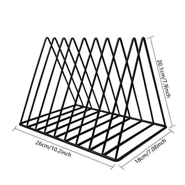 Triangulärt Skrivbordsställ, 9 Fack Metall Skivställ, Fristående Vinylställ, Dokumentställ, Multifunktionell Skrivbordsorganisatör Bokhylla 12