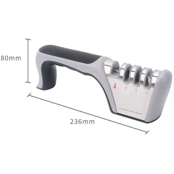 Professional Knife Sharpener, 4-in-1 Kitchen Knife and Scissor Sharpener with Non-Slip Rubber for Knives