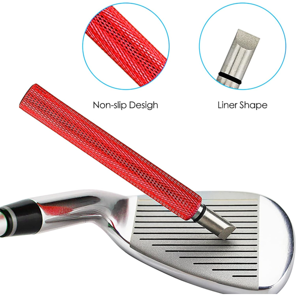3 delar golfklubbborste, infällbar golfklubbsrengörare med karbinhake och 6 spårvässarblad golfborste för U- och V-spår
