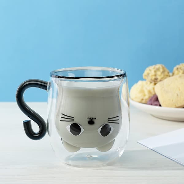 Double-Layer Christmas Coffee Mug 250ml White Ceramic Cup Christmas Gift