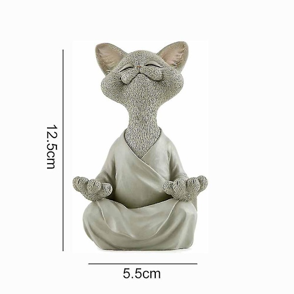 Fantasifuld Grå Buddha Kat Statue Meditation Yoga Samleobjekter