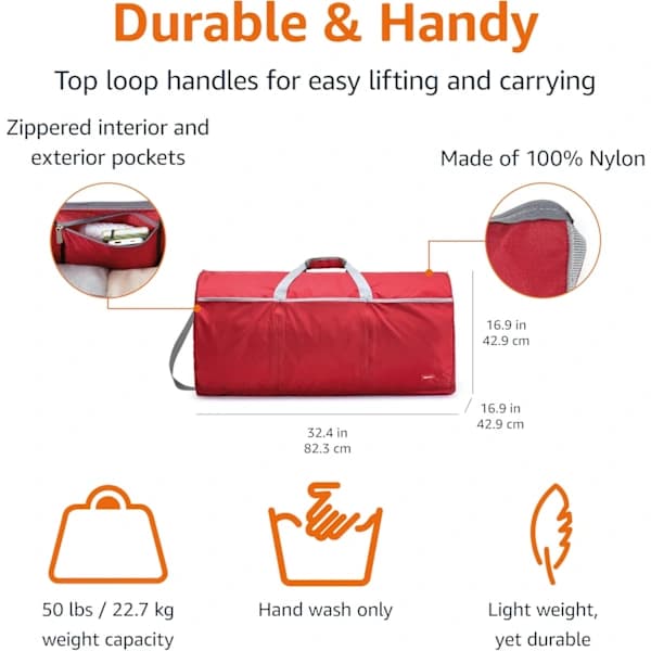 HA~Large Suitcase and Gym Bag, Top Loop Handle, Weekend Bag, Duffel Bag, 98L, Red