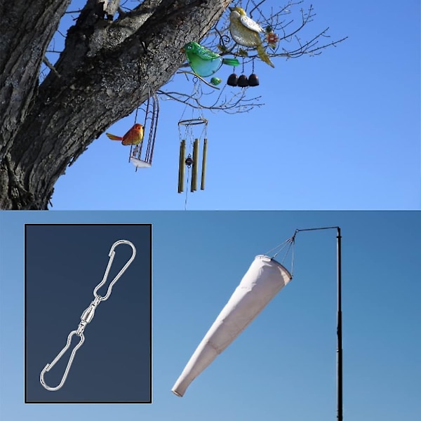 Dubbla Swivel-Hakeklippar i Rostfritt Stål 360° Rotationsbara Smidiga Snurrande Dubbla Swivel-Klippar för Att Hänga Vindspel Vindstrumpor Blomkrukor Växter Flaggor (10st)