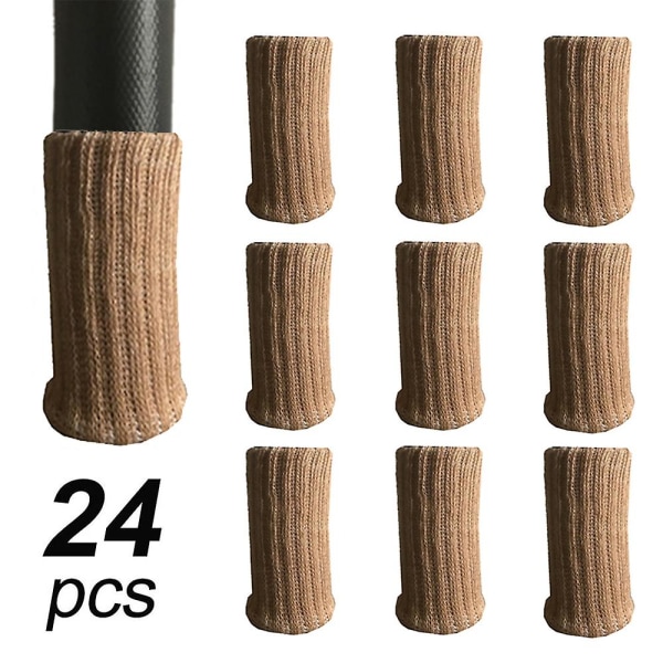 24 st Möbelskydd Hög Elastisk Golvskydd Halksäkra Stolsbensstrumpor Överdrag Möbelskyddssats, Passar Diameter Från 1\" Till 2\", Stickad Beige
