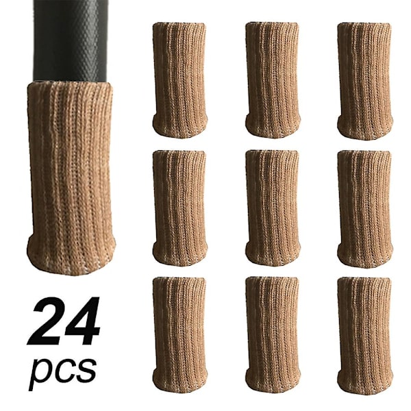 24 stk Møbelputer Høy Elastisk Gulvbeskyttere Sklisikre Stolleggsokker Deksel Møbelhetter Sett, Passer Diameter Fra 1\" Til 2\", Strikket Beige