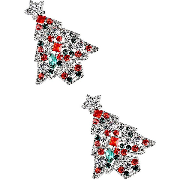 Joulukuusi-solki Kristalli Strassit Joulu Rinta-solki Napit Rinnassa Solki Joulu Joululoma Korut Lahjat Naisille Tytöille Lapsille 3.3cm (2kpl,si
