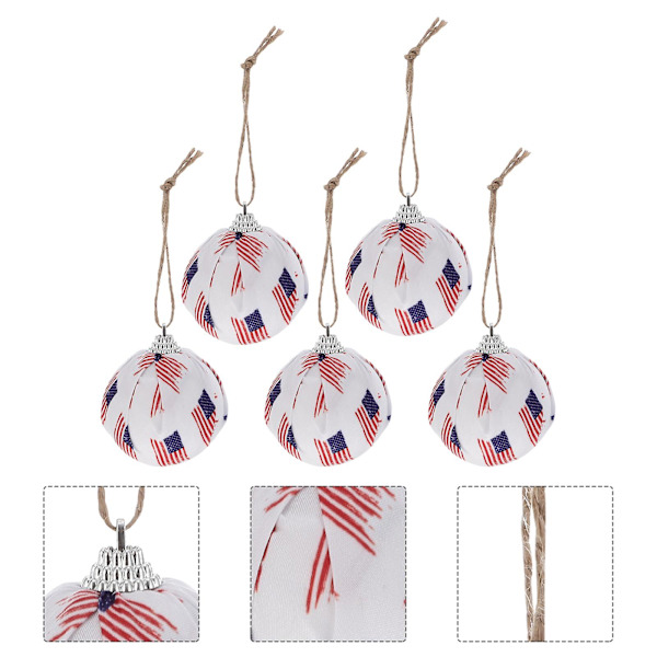 5 stk Røde og Blå Femtakkede Stjerne Mønster Ball Hengepynt Hjemmedekor Flaggmønster 6CM Flag pattern 6CM