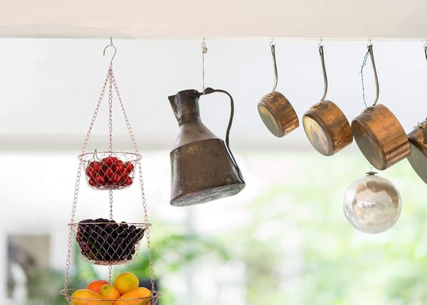 3-Tier Hanging Fruit Basket, Storage Basket for Kitchen and Bathroom (Chrome Finish)