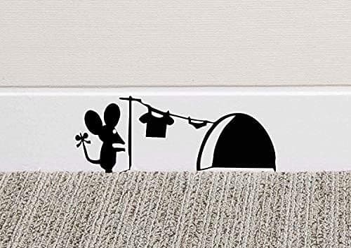 18x7cm Musehull Hus Vinyl Veggdekor for Gulvlist