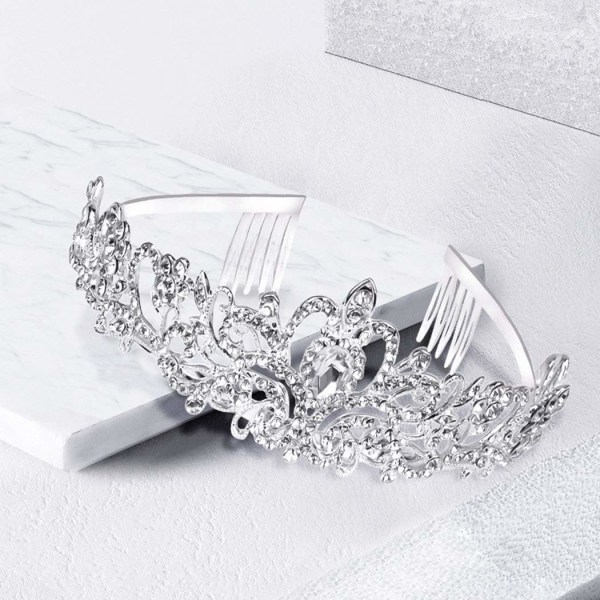 Sølvkroner Krystal pandebånd Prinsesse Rhinestone Krone med kamme Brude pandebånd Brude Bryllup Prom Fødselsdagsfest H
