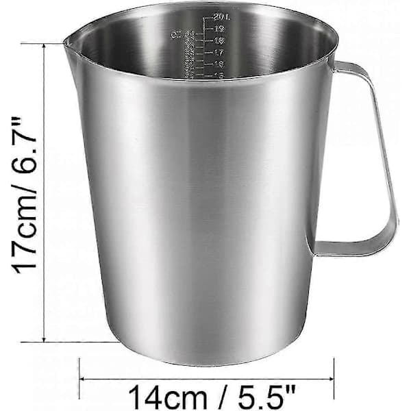 HA~Measuring Cup 2000ml 64OZ, 2 Measuring Scales, including ML Scale, Ounce Scale, 304 Stainless Steel Graduated Beaker with Handle for Lab Kitchen Liquid