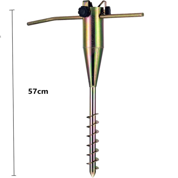 Bærbar Skrue-Inn Parasollstativ Heavy Duty - Strandparasollbase for Sand Jordsanker Flagg, Stang Holder Hage - Brun