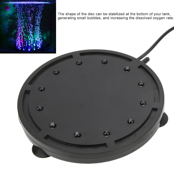 Q12 Akvarium Boblelampe Fisketank Landskabsbelysning LED Dykkerlampe Iltberigelsesplade 100‑240V EU-stik