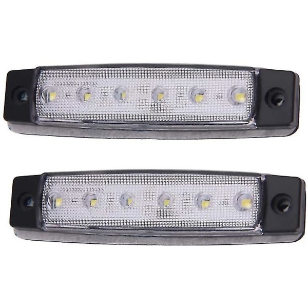 2pcs 12v 6 Led Trailer Marker Tail Light Position Lights Side Turn Signal Lamp Signal Lamp Dash Lights (white)