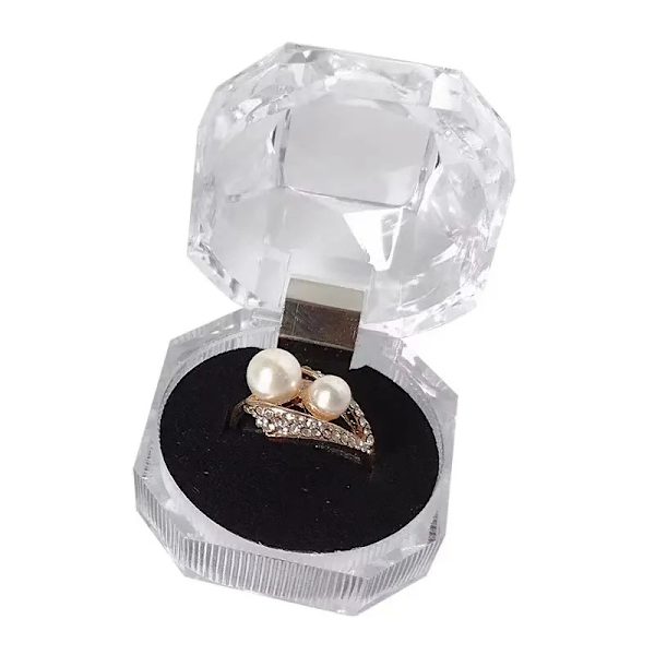 Ringdisplayboxhållare Stativ Smyckeshållare Klar Smyckestativ Frieri Ringask Engagement Smyckeskrin