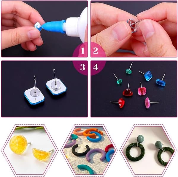 Earring Posts and Backs, 1710 Pcs Earring Making Supplies with Stainless Steel Earring Posts and Earring Backs for Stud Earrings