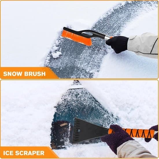 2-in-1 Ice Scraper with Brush for Car - 69 cm Window Scraper - Snow Brush with Window Scraper and De-icer - De-icing Tool for Winter Windows