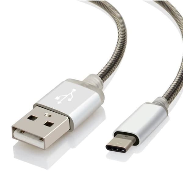 USB Type C -kaapeli, 2 kpl, 1M - Hopeanvärinen metalli