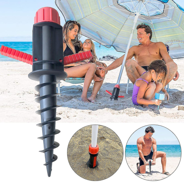 Udendørs Strand Solparasol Tilbehør Stor Plastik Bærbar Skrueprop 32mm Rørdiameter Parasol Gaffelbase, Strandparasol Stativ Sandforankring Strand