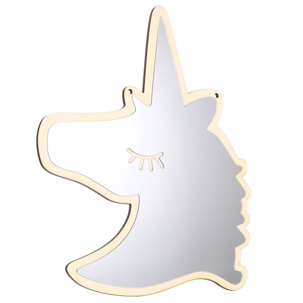 1 st Barnrums Spegelväggdekaler i Akryl Unicorn Form Spegelväggdekal Träfärg 33.4x27.4c