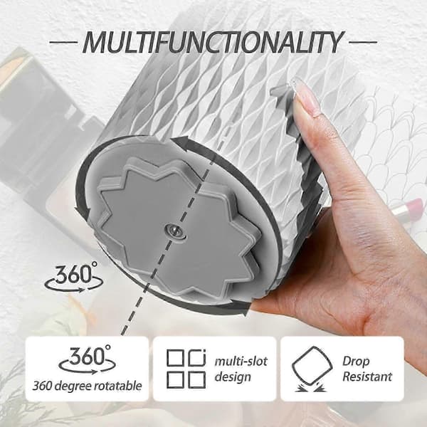 Makeup Brush Holder Storage Box, 360 Rotating Multifunctional Pen Holder, Storage Box, Can Store Lipstick, Comb, Beauty Tools (Grey)