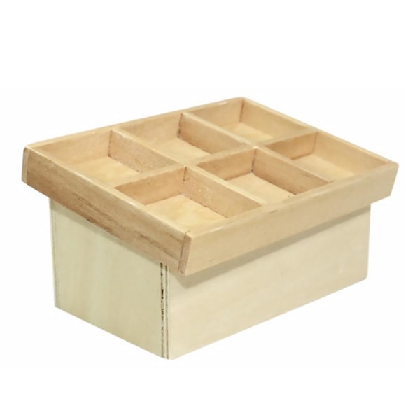 1pc Wooden Fruit Cabinet Model Mini House Miniature Furniture Desktop OrnamentKhaki9.9X6.7CM