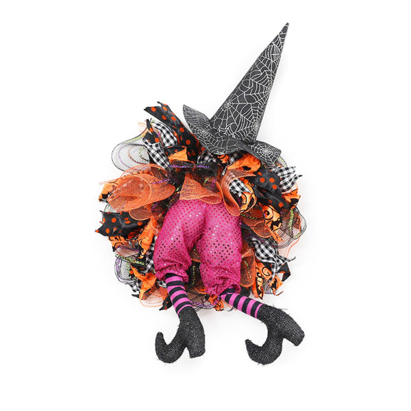 Hekse Halloween Dørkrans Ornament Håndlavet til Udendørs Indendørs Fejende Hexe