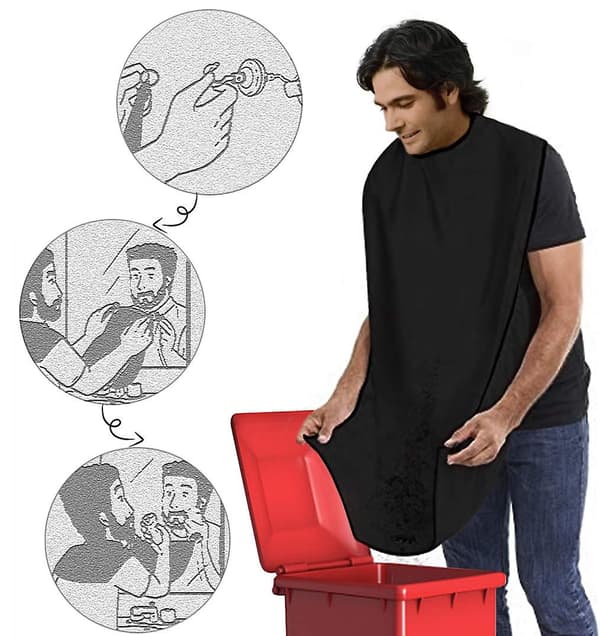Skäggförkläde för skäggdesign  Samlingsduk för hår Skäggklippning Rakning Present till män（Vit）